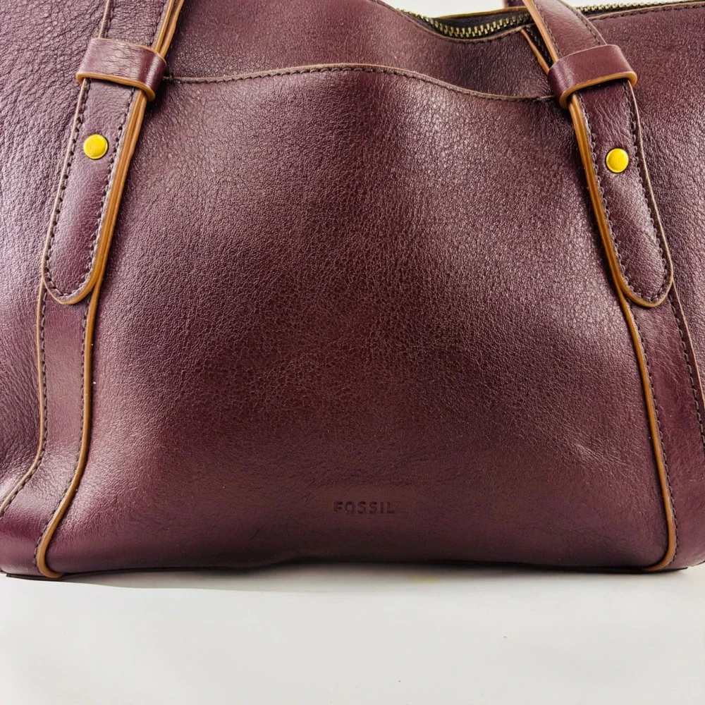 Fossil Felicity Satchel Dark Burgundy Pebbled Leather Crossbody Bag